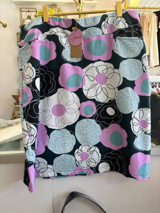 floral black and pink Lesley Evers bridget floral skirt, XL