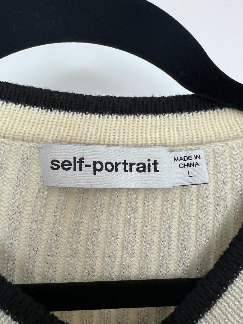 white and black Self Portrait dress, L