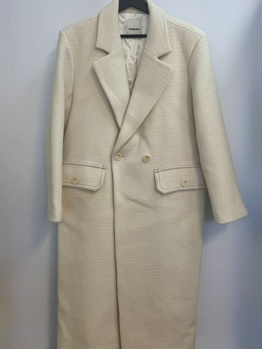 white Sandro double breast coat, L
