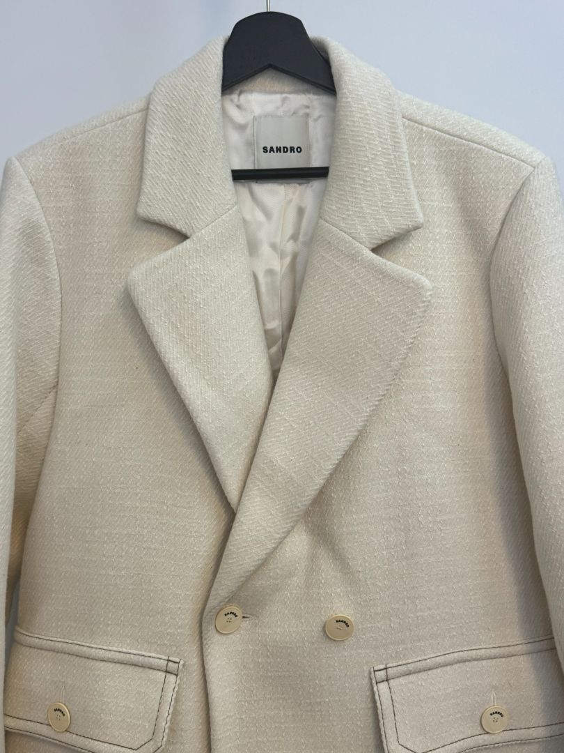 white Sandro double breast coat, L