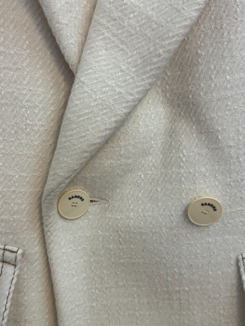 white Sandro double breast coat, L