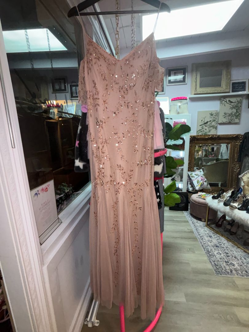 rose gold Adrianna Papell rose gold embelished dress NWT, 6