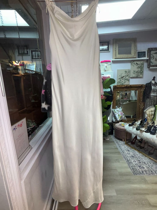 egg shell Calvin Klein long white satin gown NWT, 8