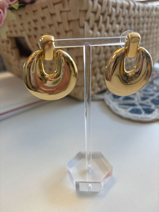 gold NA gold round statement earrings, 1.50 x 1.75