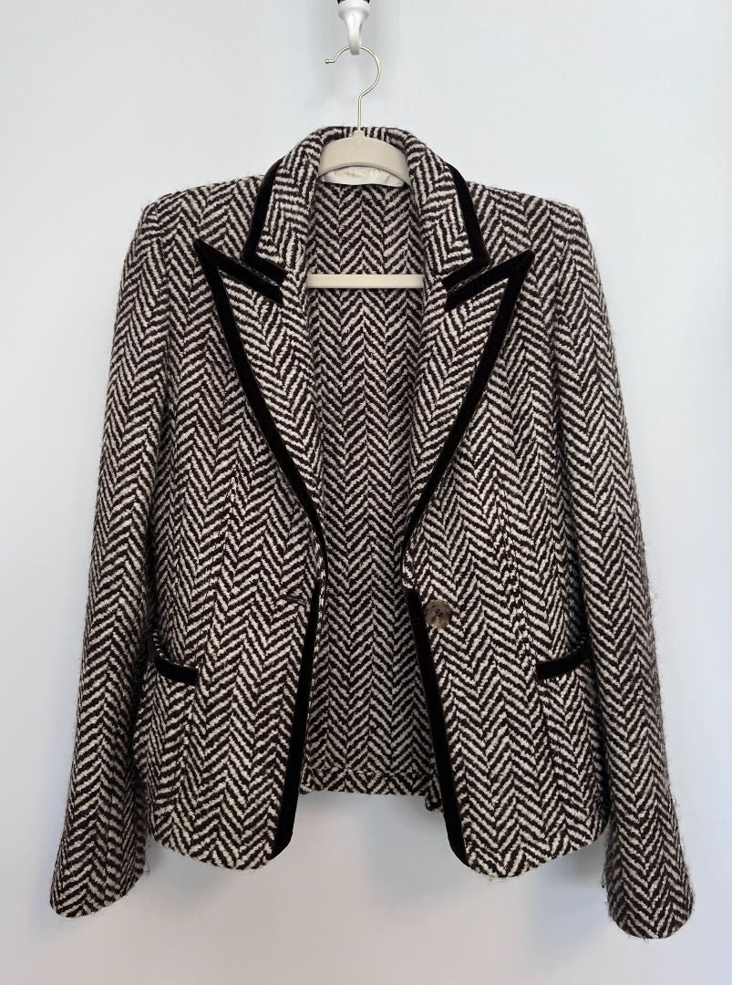 Valentino Herringbone Blazer Size 6