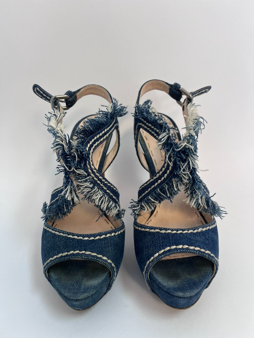 blue wash Prada denim pumps, 39.5 EU