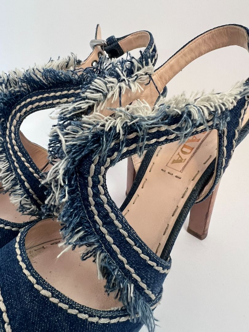 blue wash Prada denim pumps, 39.5 EU