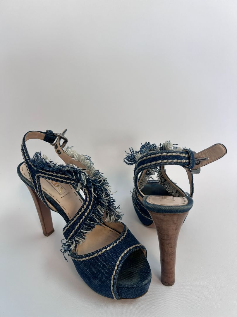 blue wash Prada denim pumps, 39.5 EU