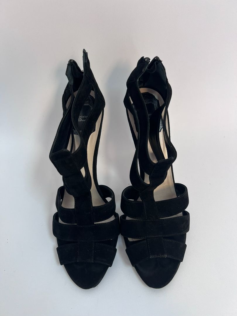 black Christian Dior peep toe pumps, 40 EU