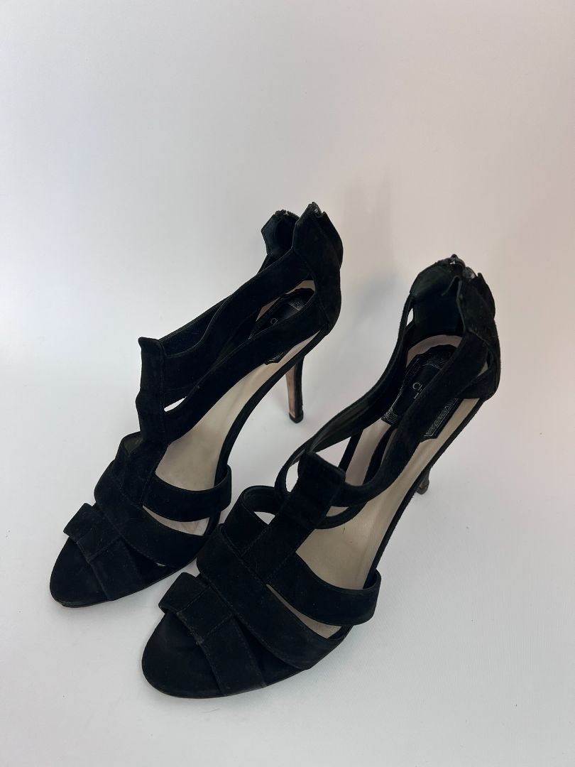 black Christian Dior peep toe pumps, 40 EU