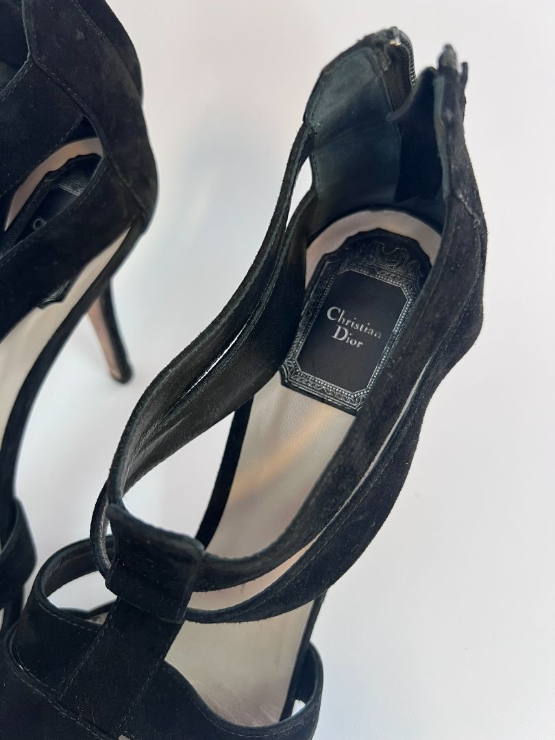 black Christian Dior peep toe pumps, 40 EU