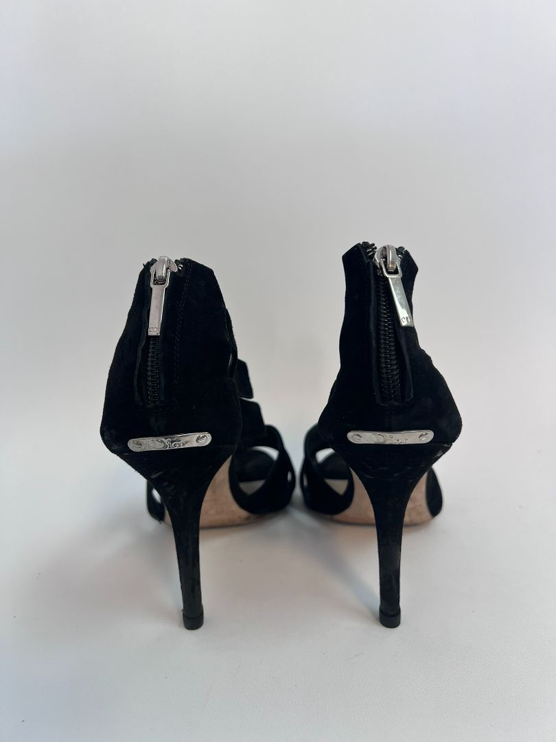 black Christian Dior peep toe pumps, 40 EU