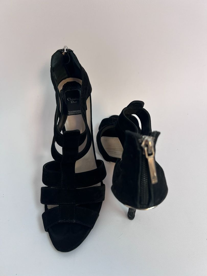black Christian Dior peep toe pumps, 40 EU
