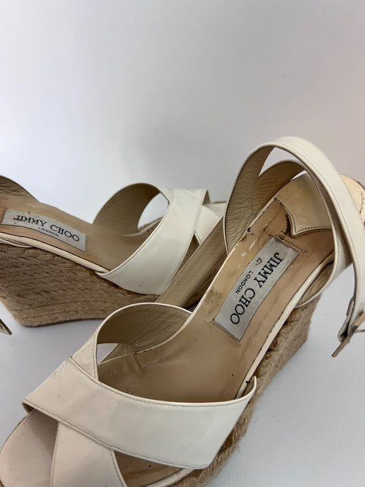 white Jimmy Choo open toed wedge heel, 40 EU