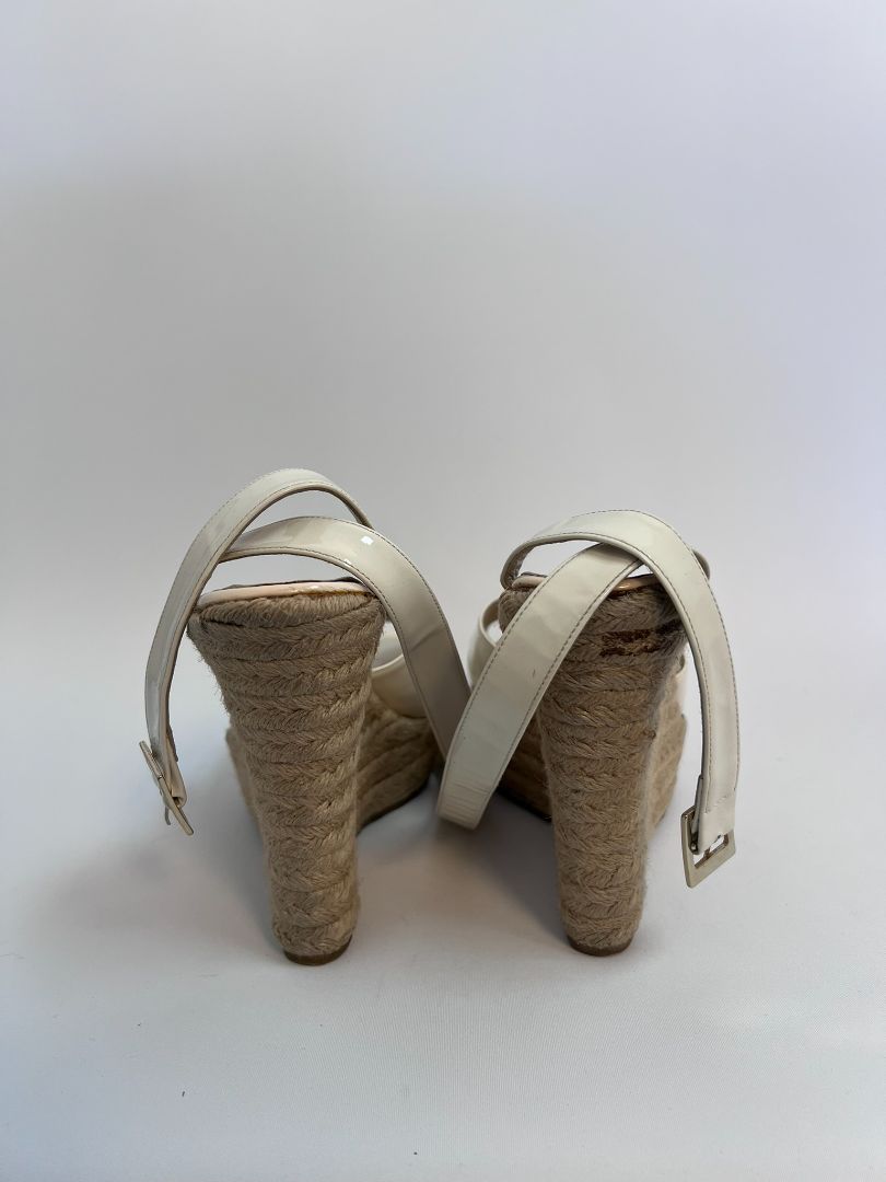 white Jimmy Choo open toed wedge heel, 40 EU