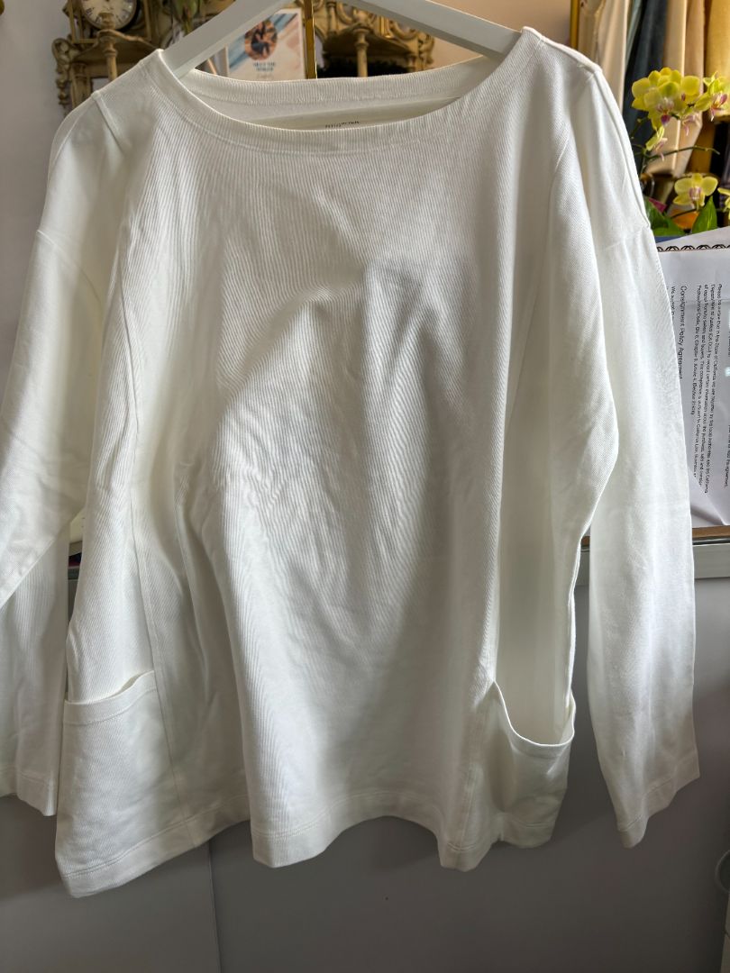 white Eileen Fisher white boat neck cotton shirt, PL
