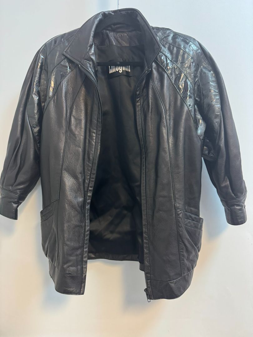 black I.Magnin leather jacket, S