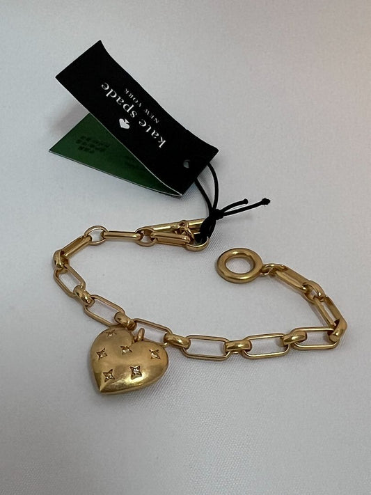 gold Kate Spade heart charm bracelet NWT, one size