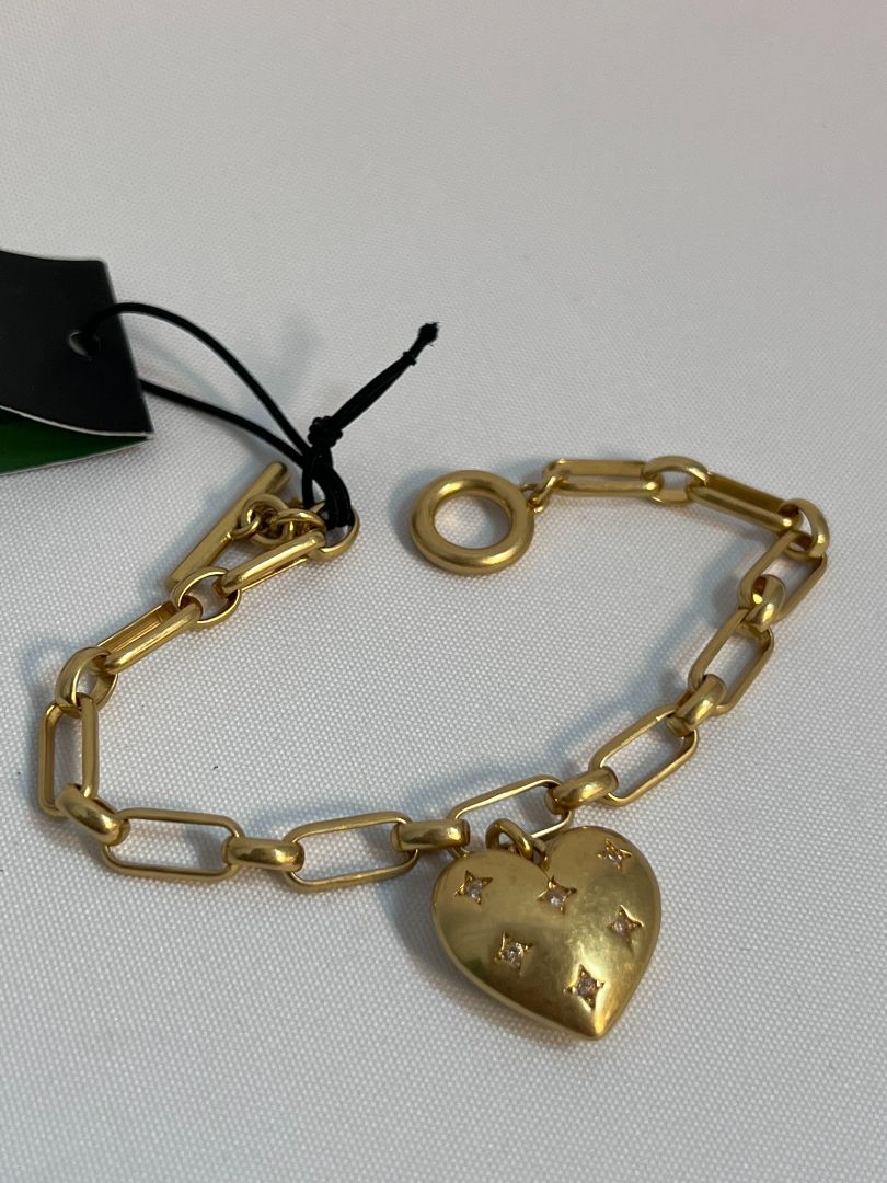gold Kate Spade heart charm bracelet NWT, one size