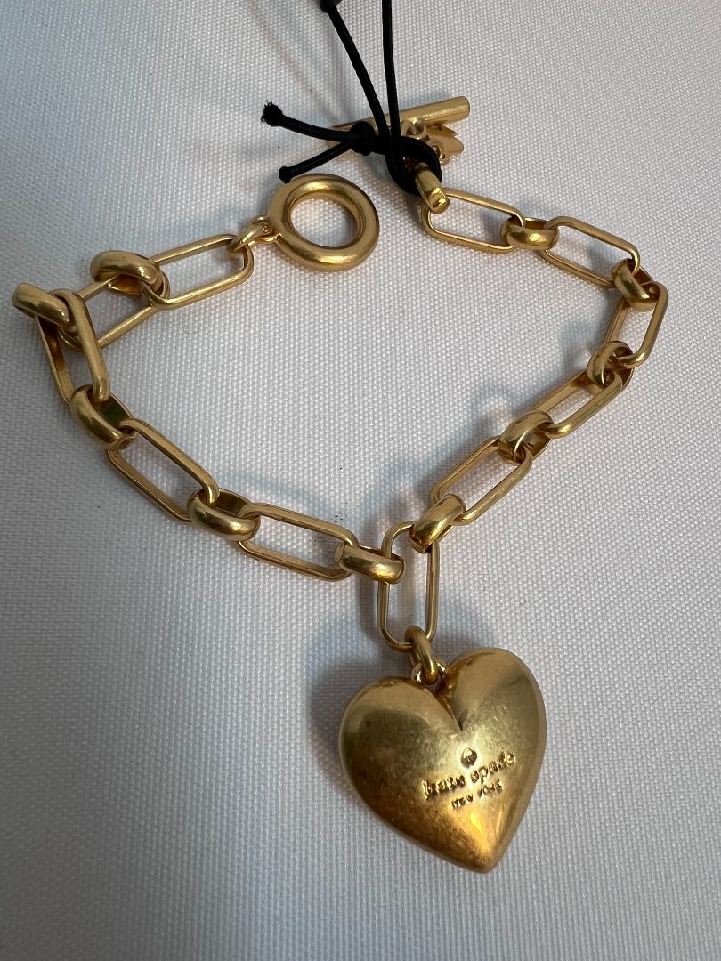 gold Kate Spade heart charm bracelet NWT, one size