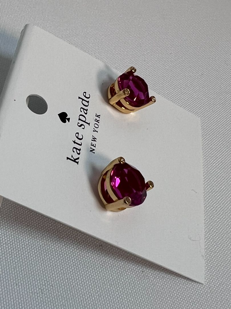 fuschia & gold Kate Spade gem earrings, one size