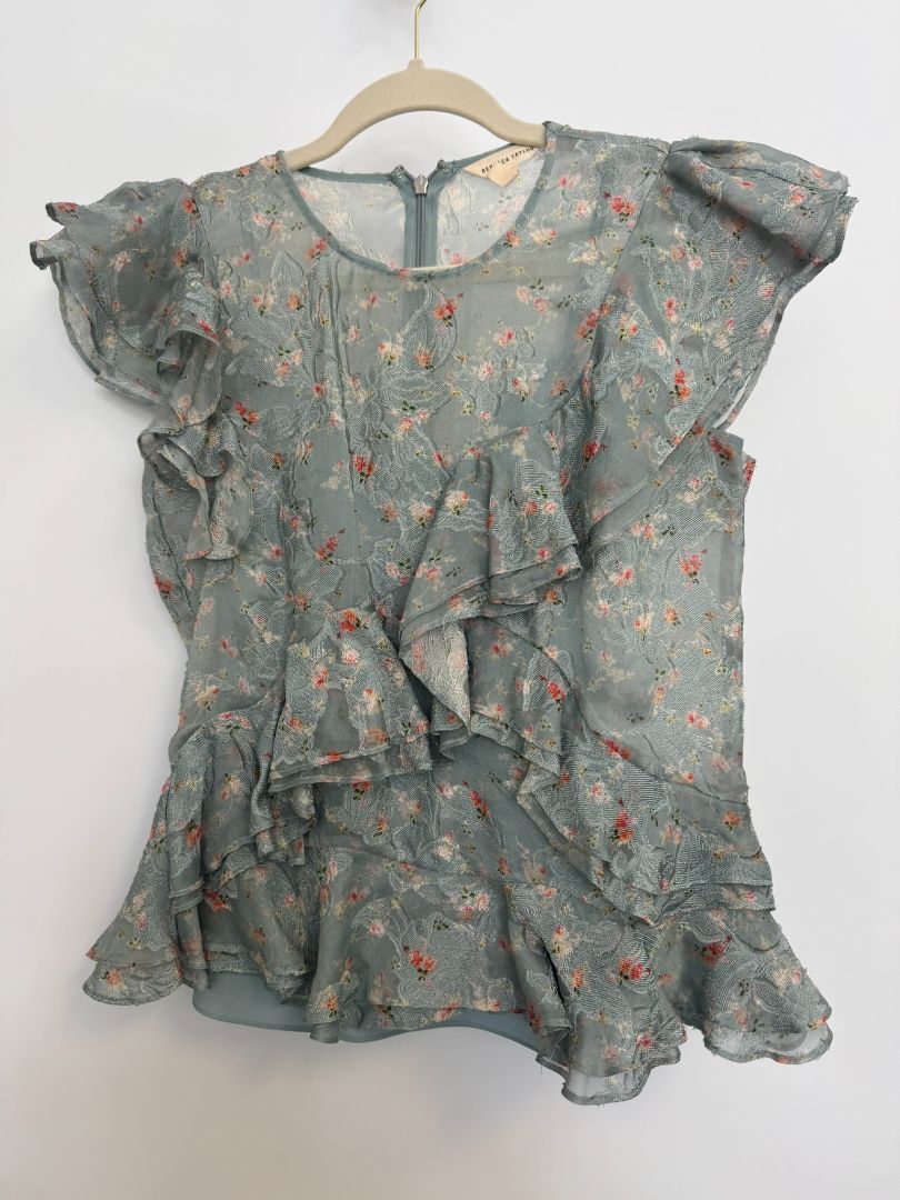 blue Rebecca Taylor floral top, 0