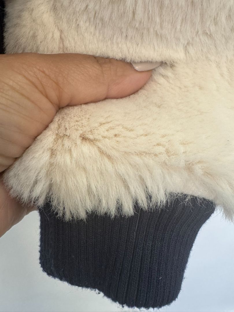 white Sugar + Lips faux fur bomber jacket, xs