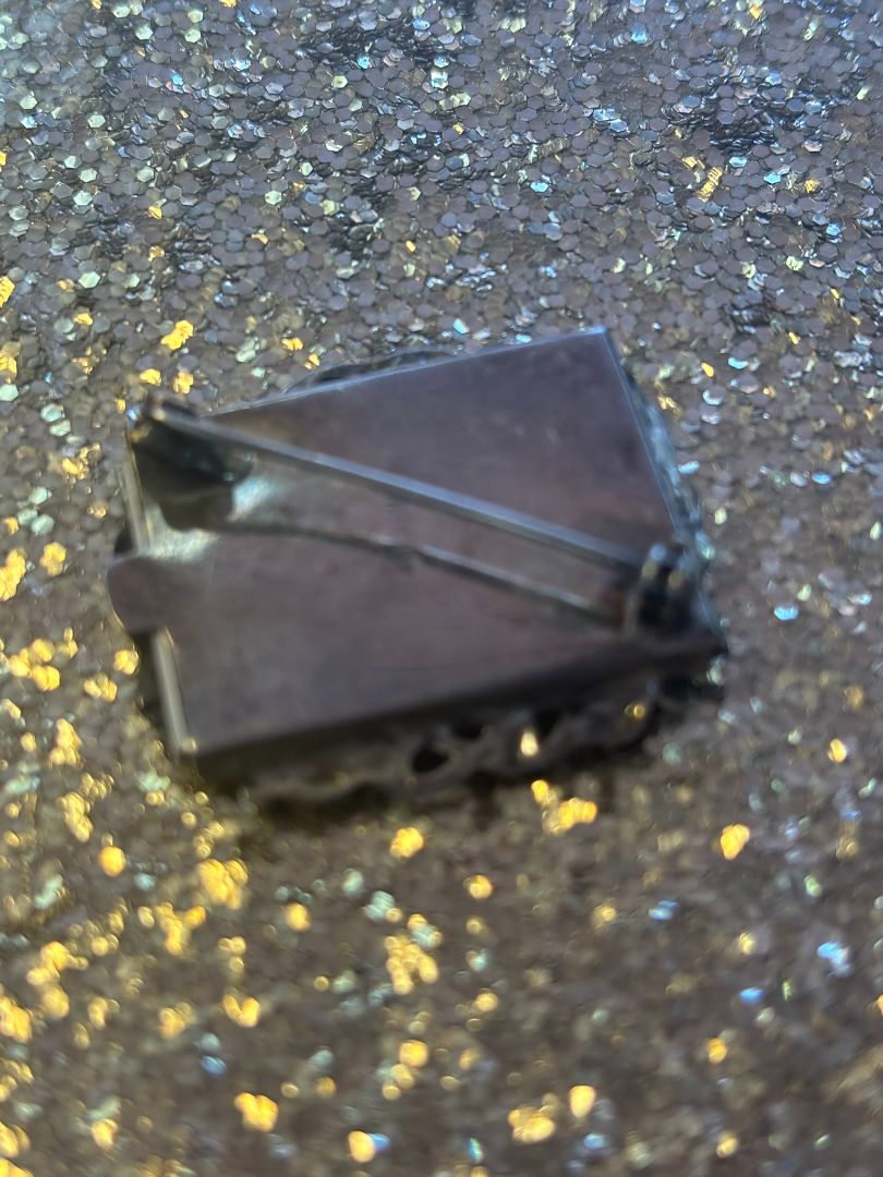 silver NA vintage brooch, π Dimensions (approx.): Height: 2 inches (5.1 cm) Width: 1.5 inches (3.8 cm) Pin Back Closure