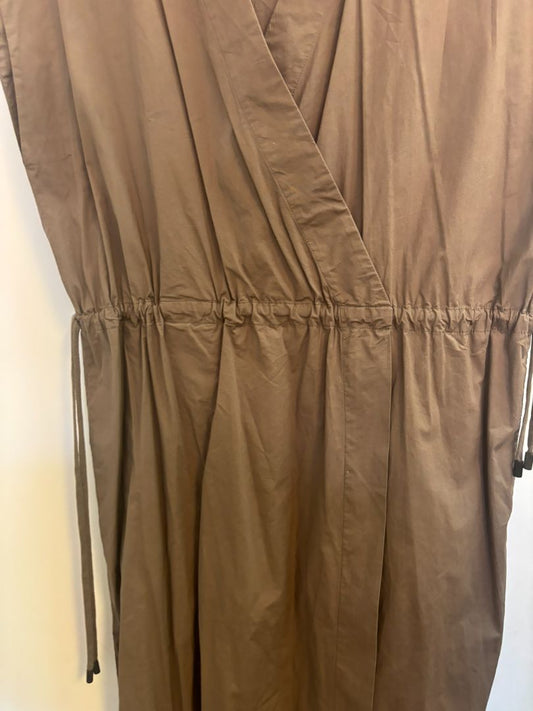 mocha Peserico drawstring dress, L /Length: Approx. 45–48 in Bust (flat): Approx. 21–22 in Waist: Adjustable (due to drawstring) Hip: Free size due to wrap silhouette