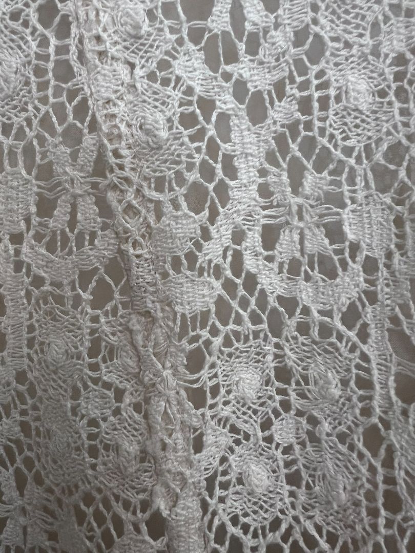 white Saks Fifth Avenue lace button up, one size