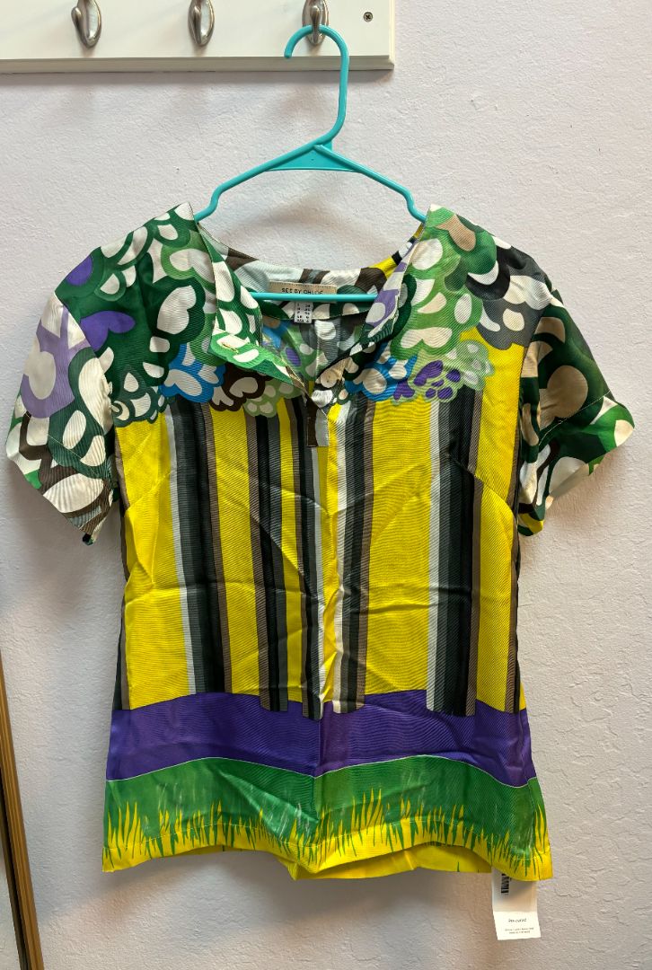 See by Chloe Multi Color Silk top, SZ 4