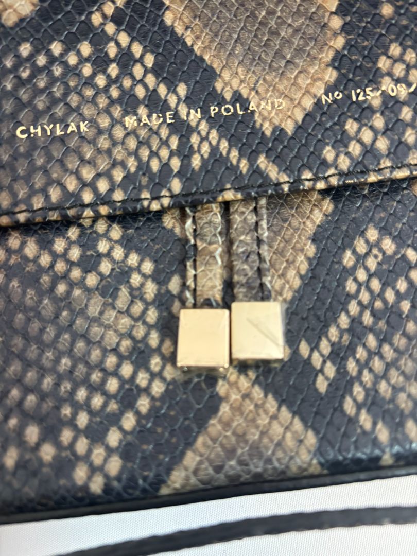 snakeskin Chylak Python-Embossed Leather Crossbody Bag, Length: 9.5 in Height: 6 in Depth: 2.5 in Strap Drop (Adjustable): 18โ22 in