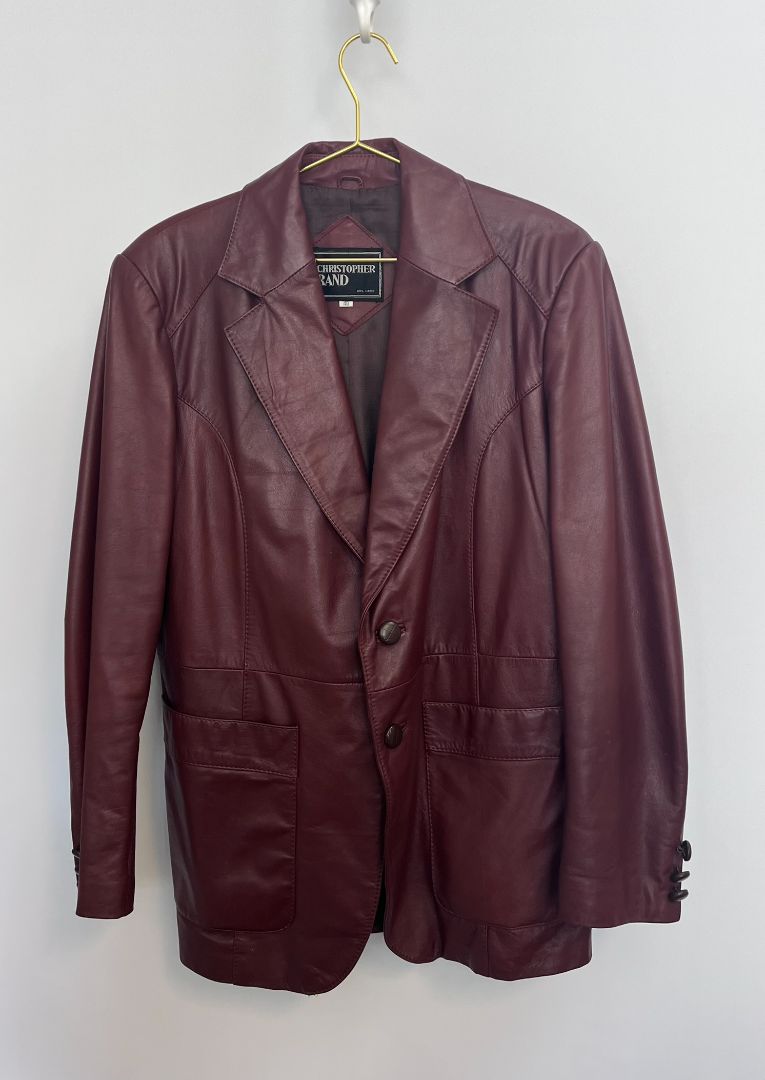 dark red Christopher Rand leather jacket, 40