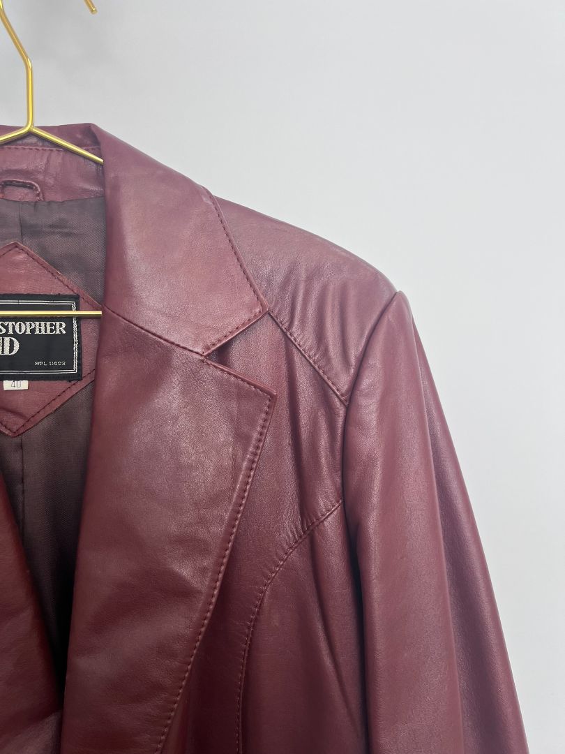 dark red Christopher Rand leather jacket, 40