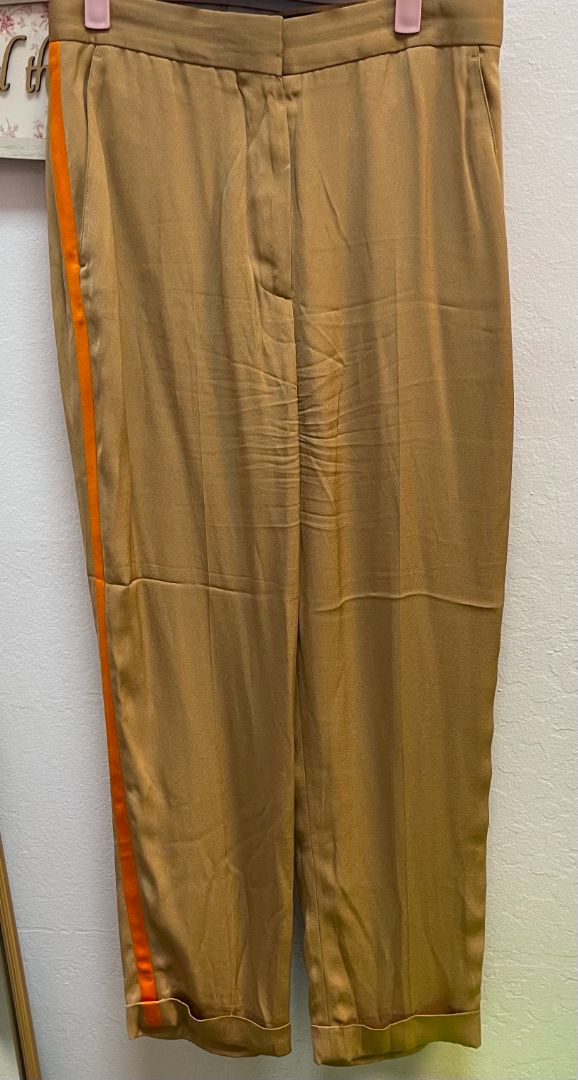 Gold Burberry Burberry Slacks with Orange Piping, 4