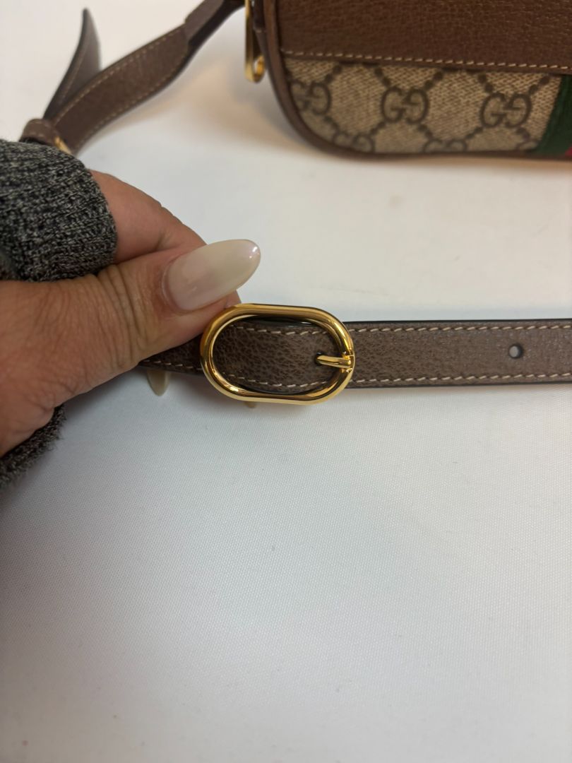 monogram GUCCI Ophidia Supreme small crossbody, Length: 7.5 in Height: 5 in Depth: 2.5 in Strap Drop: 22 in (adjustable crossbody length)