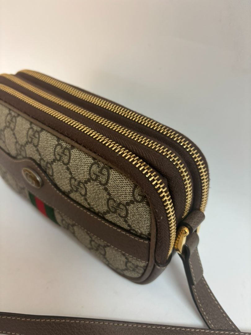 monogram GUCCI Ophidia Supreme small crossbody, Length: 7.5 in Height: 5 in Depth: 2.5 in Strap Drop: 22 in (adjustable crossbody length)