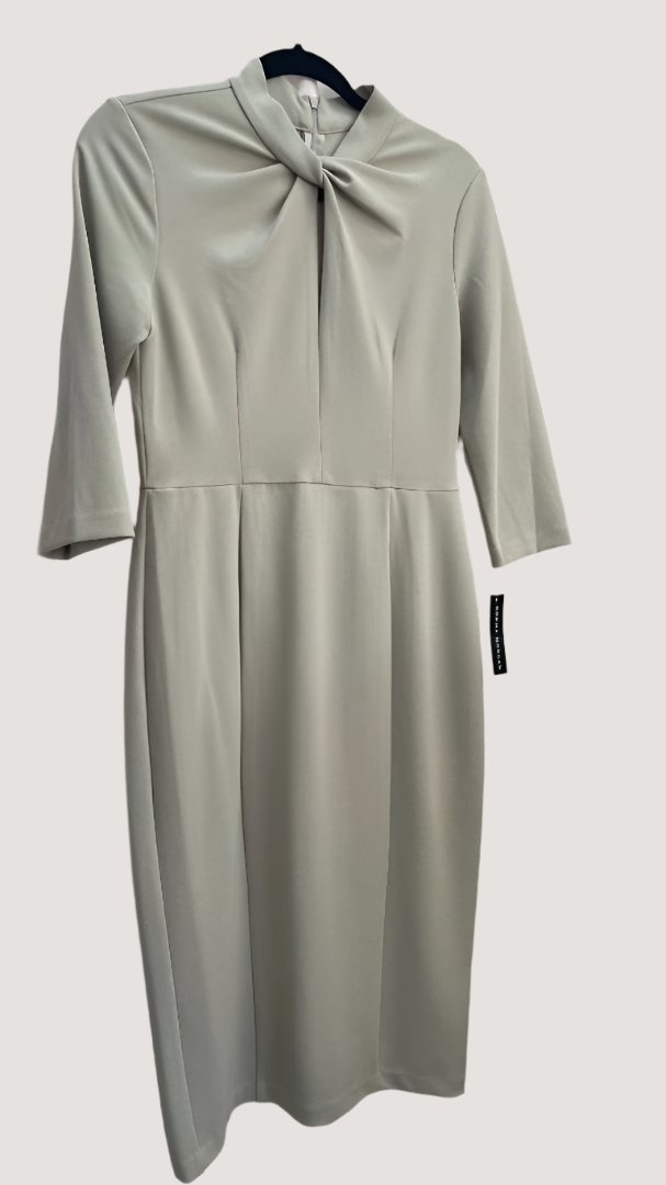 beige Donna Morgan long sleeve sheath dress, 6