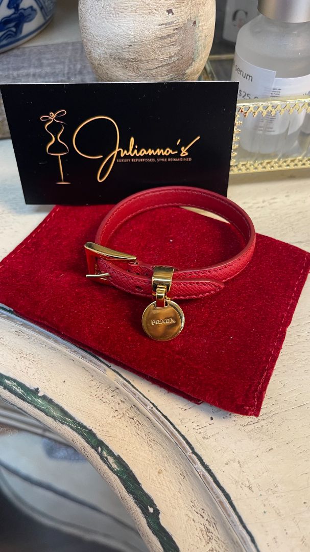red Prada Leather bracelet