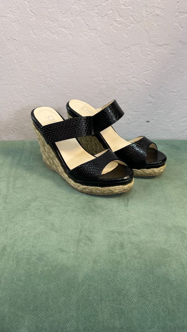 black Christin Micheals platform wedges, 7.5 US