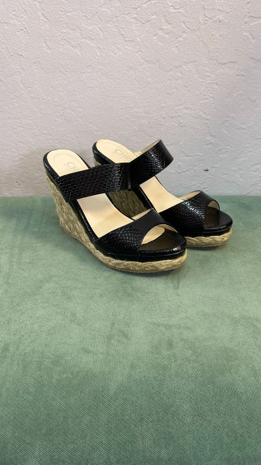 black Christin Micheals platform wedges, 7.5 US