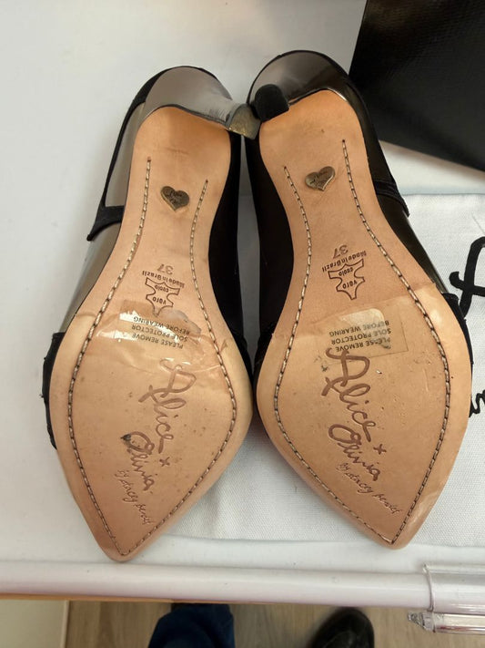 Light Bronze and Black Alice + Olivia Alice + Olivia Stacey Wink Heels – Size 37, 37