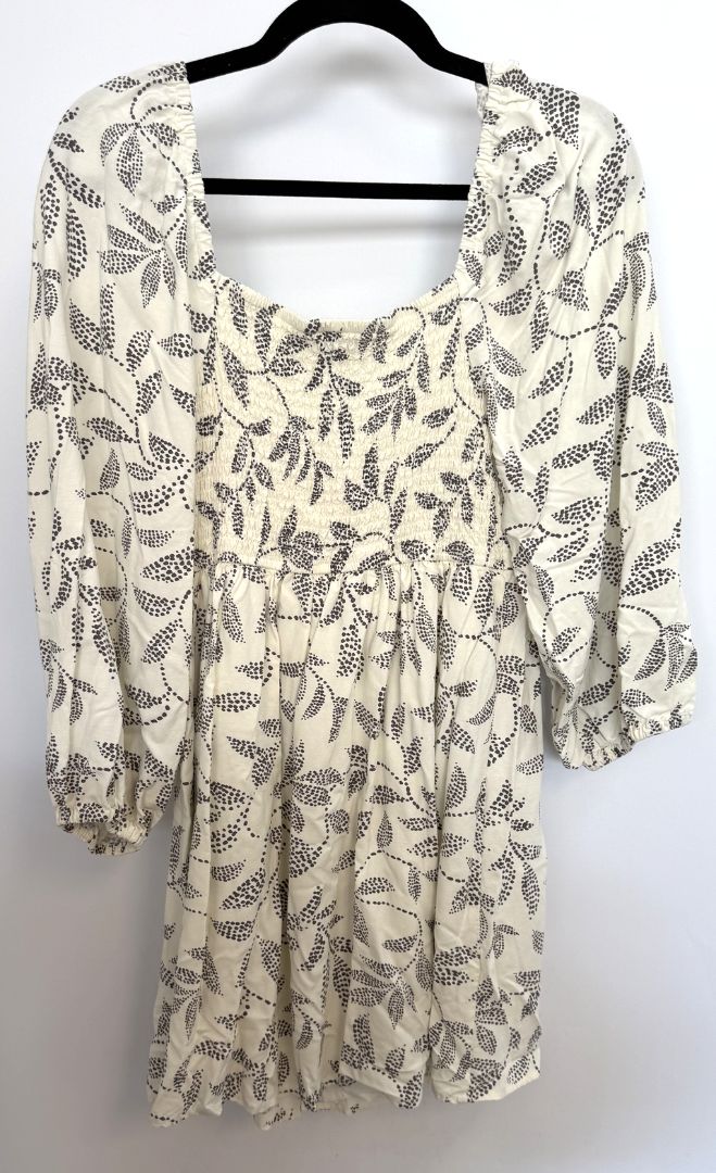 Z Supply Black Cream Leaf Print Mini Dress