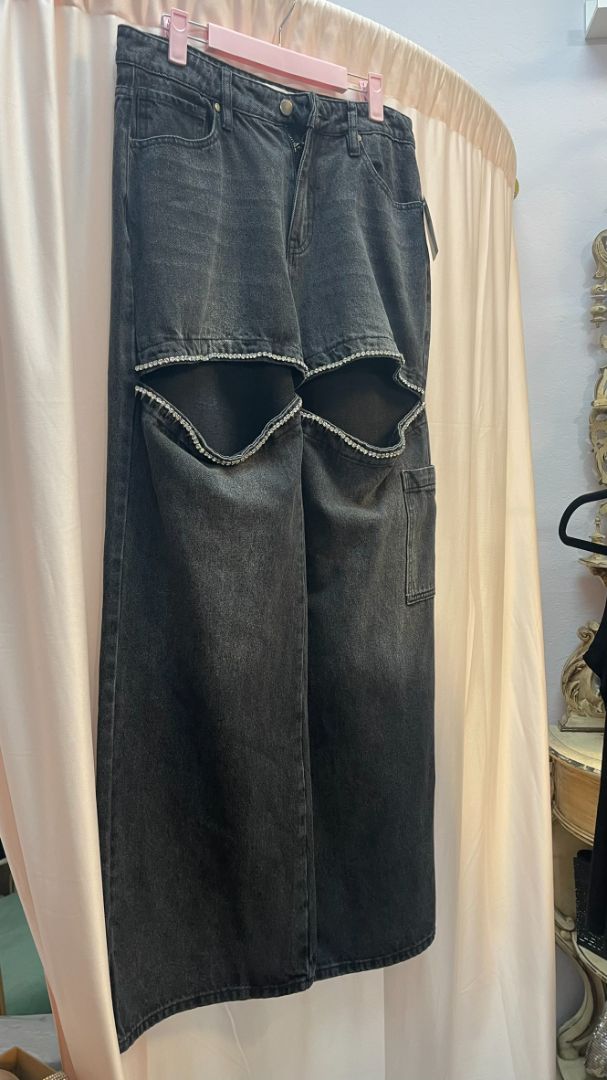 black wash PTCL bedazzled denim jean, 29
