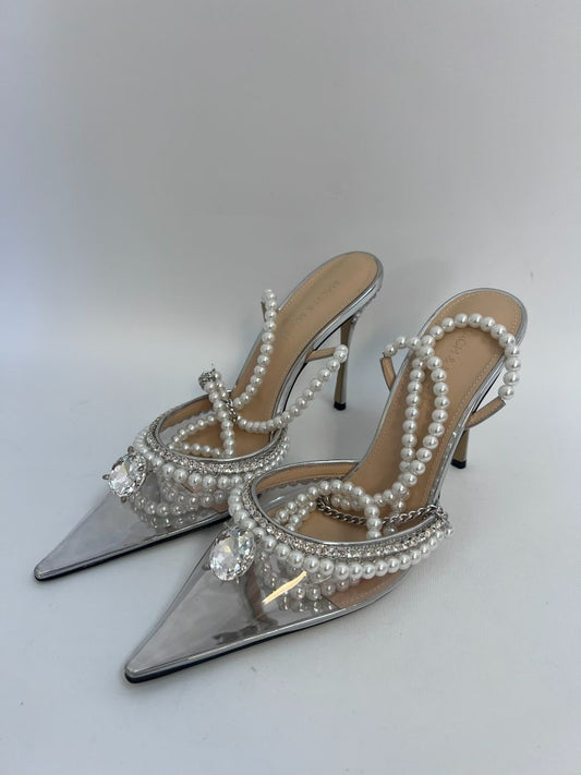 white multi Mach & Mach pearl pumps, NA