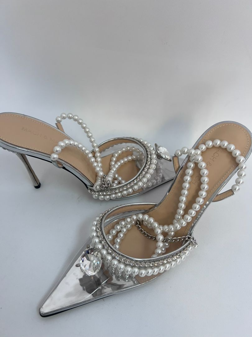 white multi Mach & Mach pearl pumps, NA