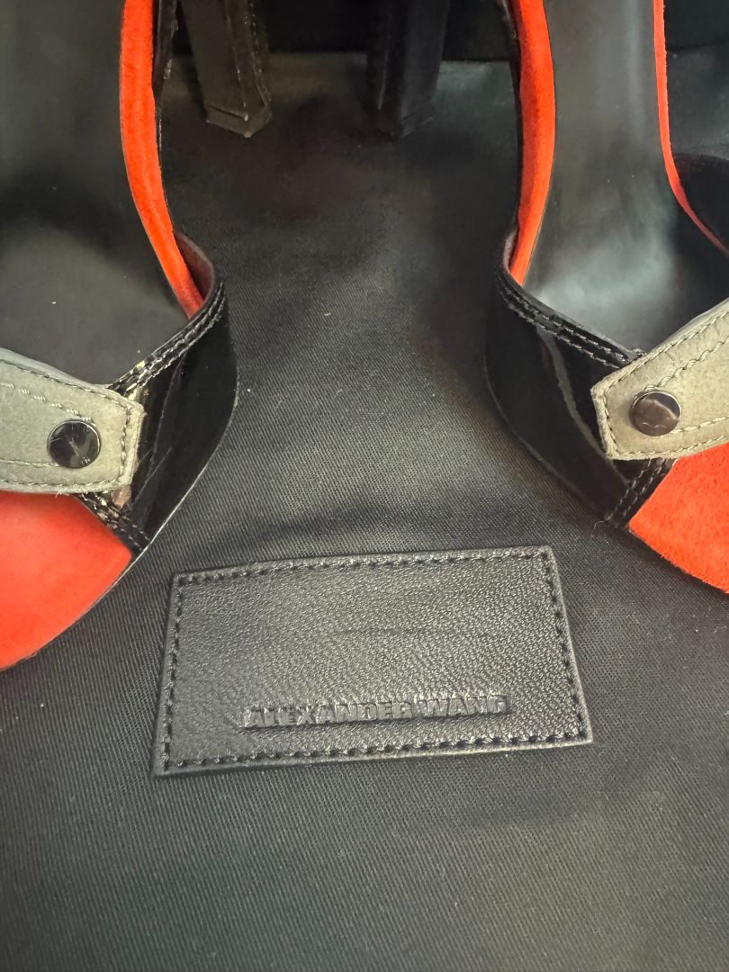 black and orange Alexander Wang gladiator heels, 5.5 US