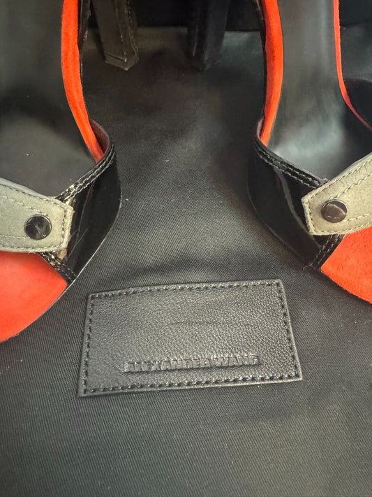 black and orange Alexander Wang gladiator heels, 5.5 US