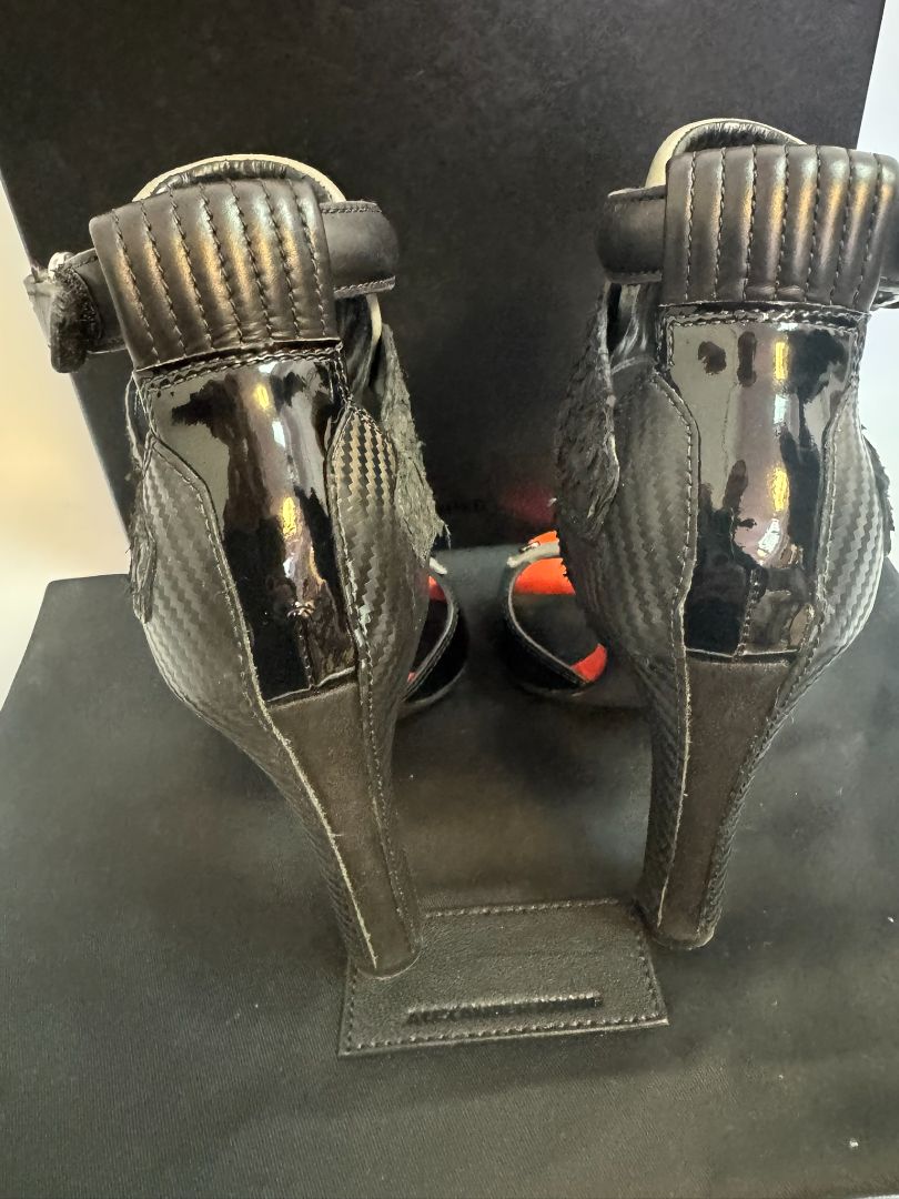 black and orange Alexander Wang gladiator heels, 5.5 US