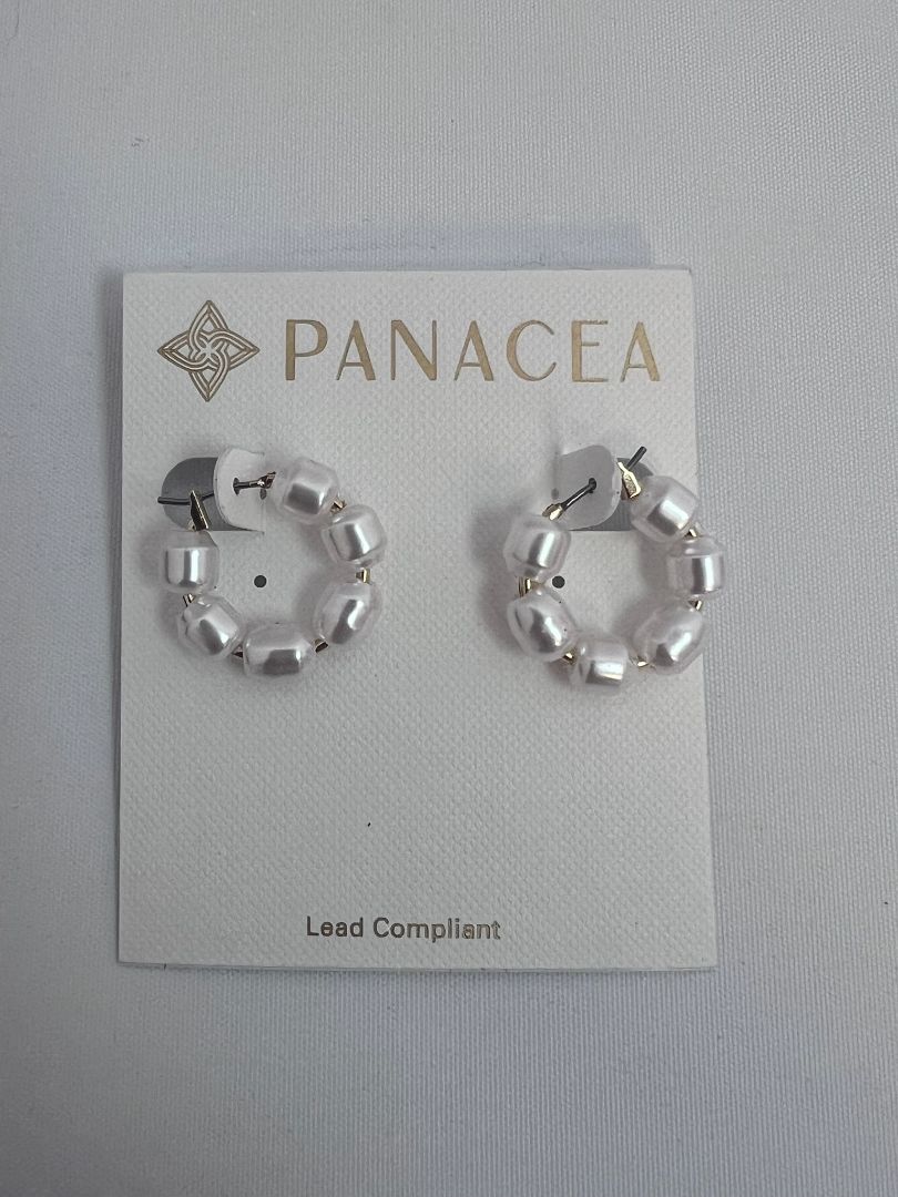 white Panacea pearl beaded earrings, NA